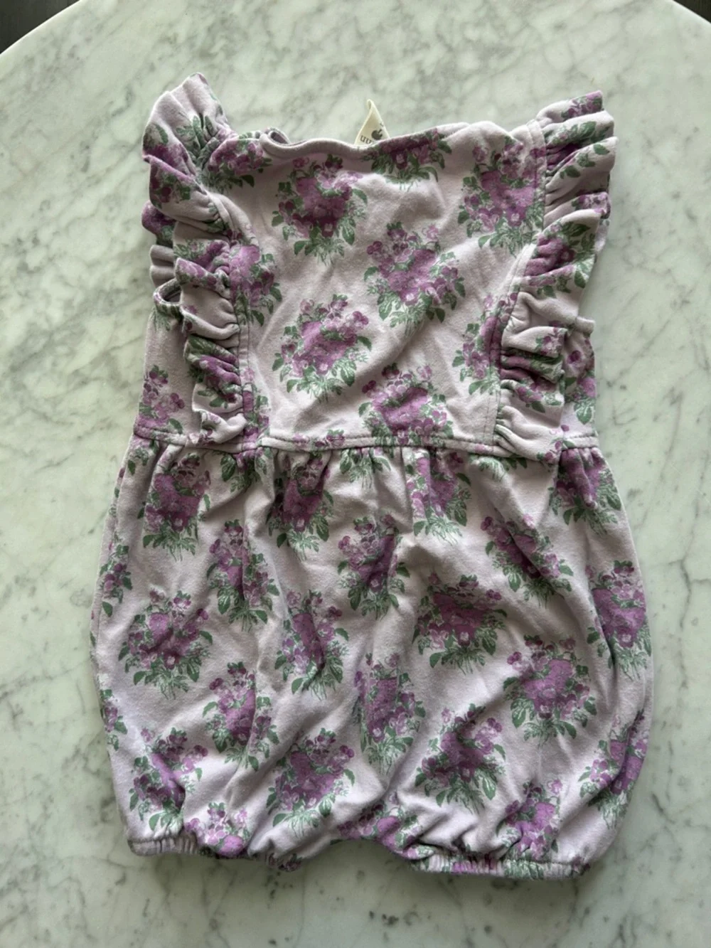 Kate Quinn Lavender Floral Ruffle Baby Romper size 4T